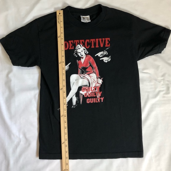 Detective pinup guilty graphic black t shirt size small - Picture 6 of 11